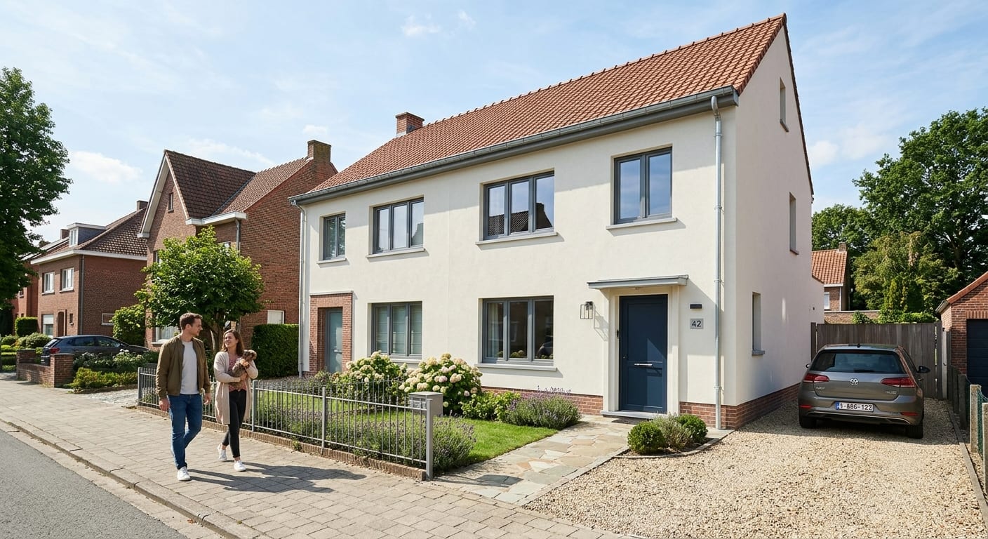 Maison unifamiliale belge rénovée avec une nouvelle isolation thermique de façade extérieure impeccable